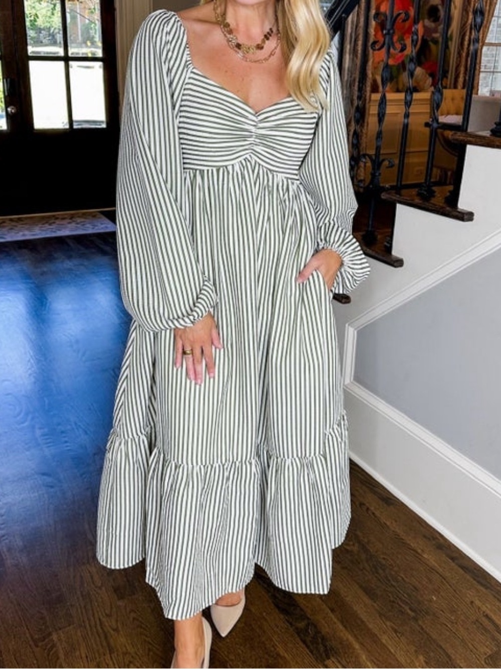 Striped Long Sleeve maxi Dress
